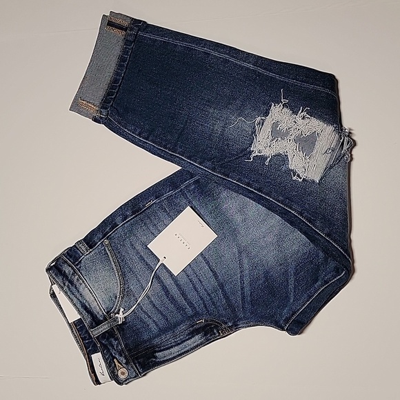 KanCan Blue Jeans Denim Pants Relaxed Fit Distressed Boyfriend Cuffed 9 28‎ - Picture 7 of 15